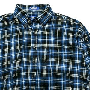 Sir Pendleton Worsted Wool Tartan Plaid Shirt Mens Large Button Down Blue Black